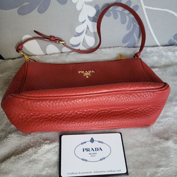 PRADA Red Vit.Daino Leather Bag - Picture 1 of 7